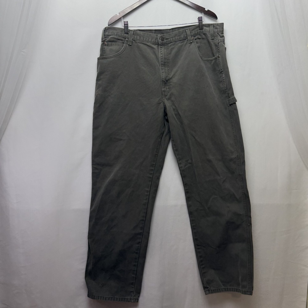 Dickies Mens Duck Canvas Carpenter Work Jeans Pants 40W 34L Green
